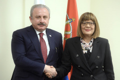 16 October 2019 National Assembly Speaker Maja Gojkovic and the Speaker of the Turkish Grand National Assembly Mustafa Şentop